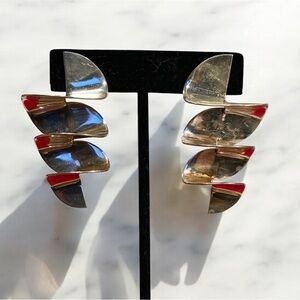 Vintage Laton Taxco Mexican Geometric Earrings